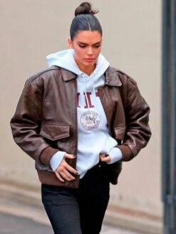 Kendall Jenner Brown Leather Jacket