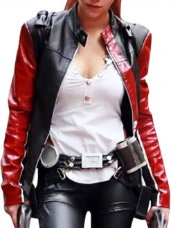 Lara Croft Black and Red Leather Jacket