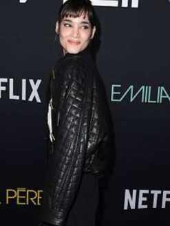 Sofia Boutella Quilted Black Leather Jacket