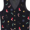 Women Christmas Black Vest