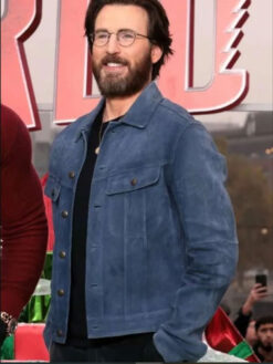 Chris Evans Blue Suede Leather Jacket