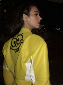 Dua Lipa Spongebob Yellow Leather Jacket