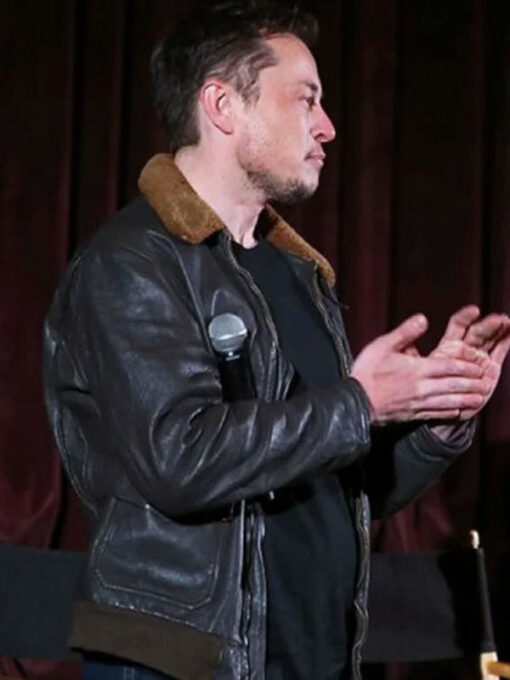 Elon Musk Shearling Brown Leather Jacket