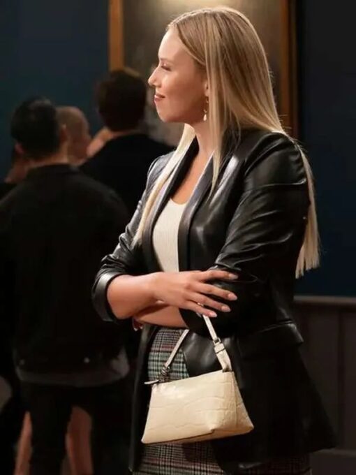 Gracie Dzienny Black Leather Blazer