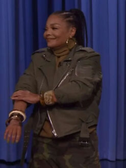 Janet Jackson Green Biker Jacket