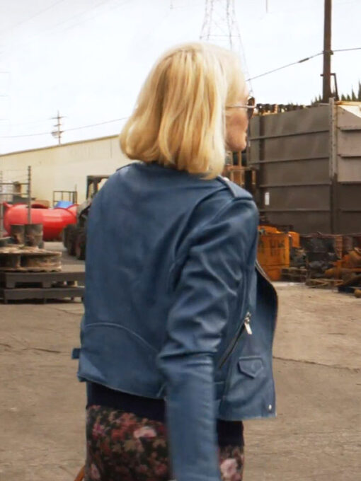 Janine Cody Blue Leather Biker Jacket