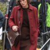 Keira Knightley Burgundy Coat