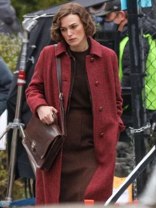 Keira Knightley Burgundy Coat