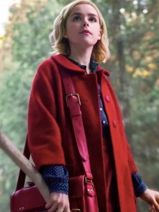 Kiernan Shipka Red Wool Coat