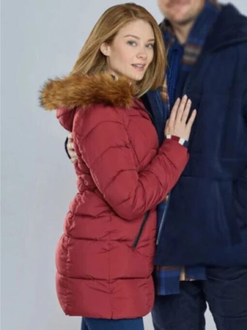 Kim Matula Red Puffer Parka Hooded Jacket