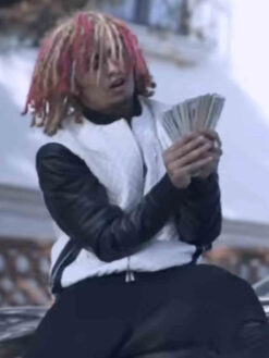 Lil Pump Black and White Leather Jacket