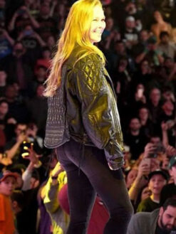 Ronda Rousey Quilted Black Leather Jacket