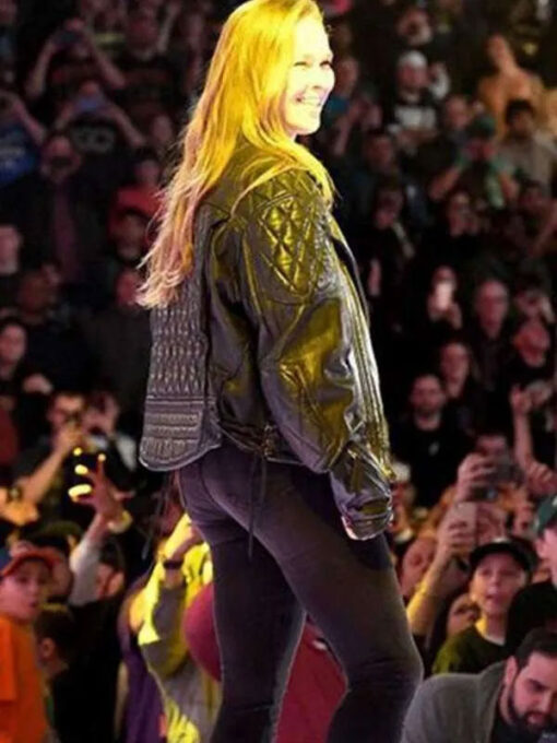 Ronda Rousey Quilted Black Leather Jacket