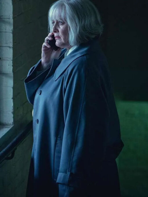 Sarah Lancashire Gray Trench Coat