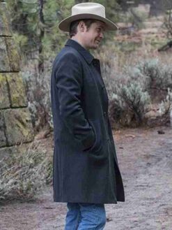 Timothy Olyphant Black Wool Coat