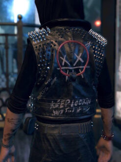 Wrench Studded Black Leather Vest