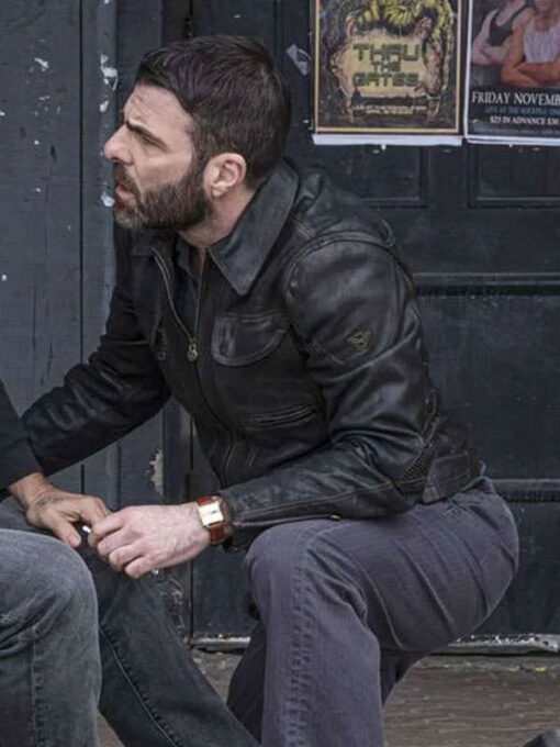 Zachary Quinto Black Leather Jacket