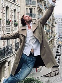 Aaron Taylor Johnson Beige Trench Coat