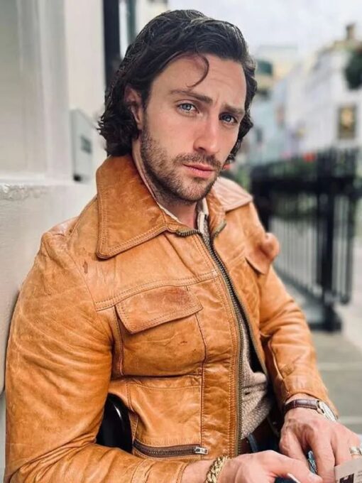 Aaron Taylor Johnson Brown Leather Jacket