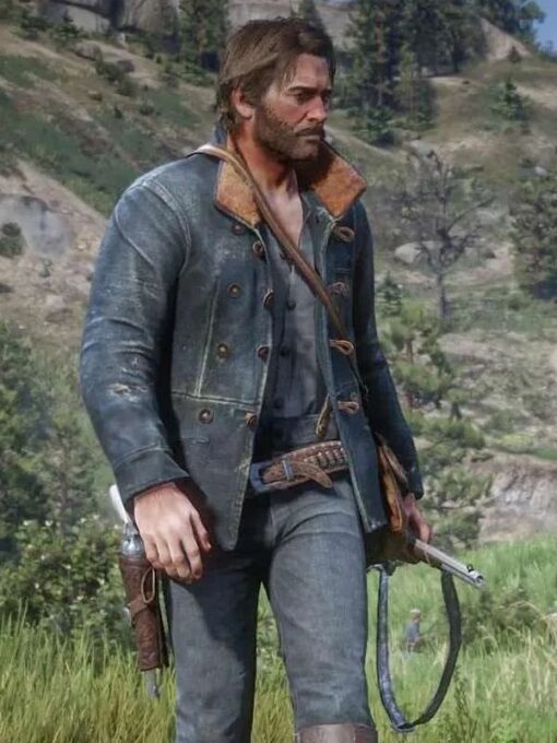 Arthur Morgan Distressed Blue Leather Jacket