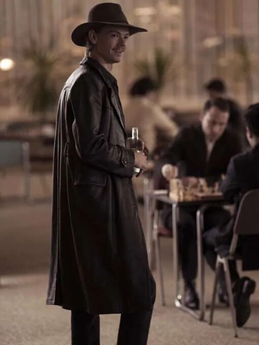 Benny Watts Black Leather Trench Coat