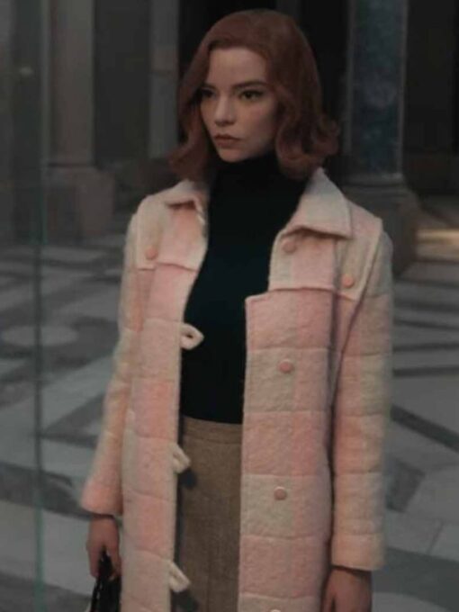 Beth Pink Wool Trench Coat