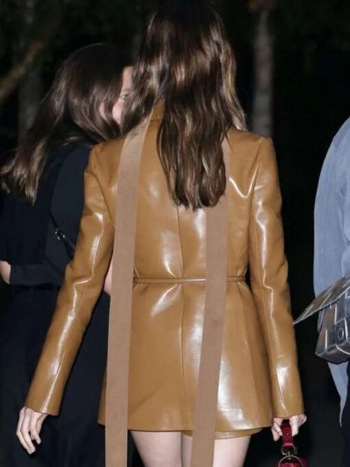 Daisy Edgar Jones Brown Leather Coat