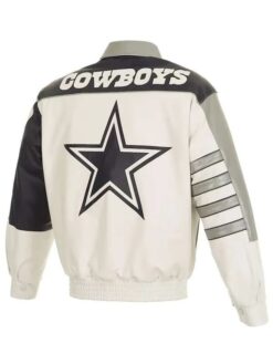 Dallas Cowboys White Leather Vintage Jacket