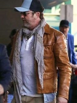 Gerard Butler Brown Leather Jacket