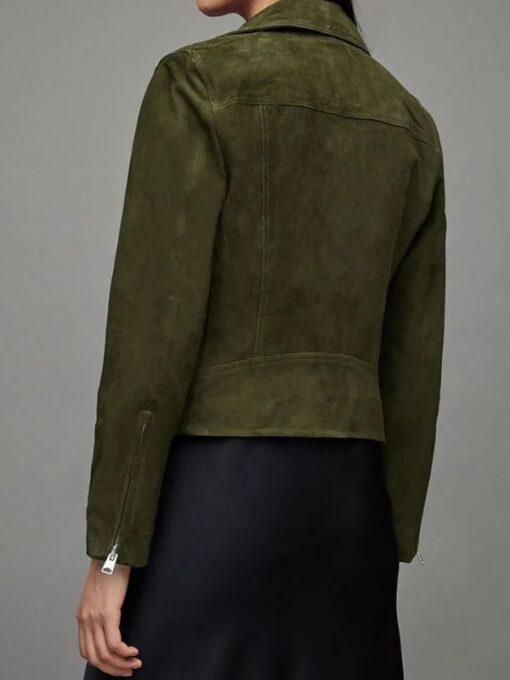 Kelly Kwitny Green Suede Leather Biker Jacket