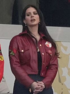 Lana Del Rey Maroon Leather Jacket