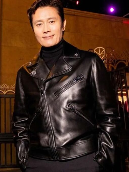 Lee Byung Hun Black Leather Biker Jacket