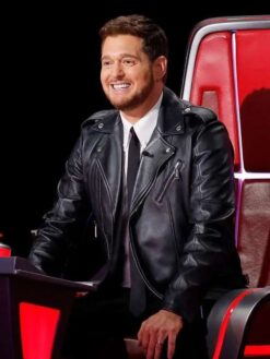 Michael Buble Black Leather Jacket