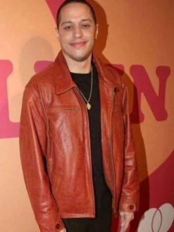 Pete Davidson Orange Leather Jacket