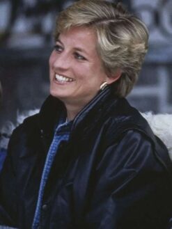 Princess Diana Black Leather Bomber Jacket