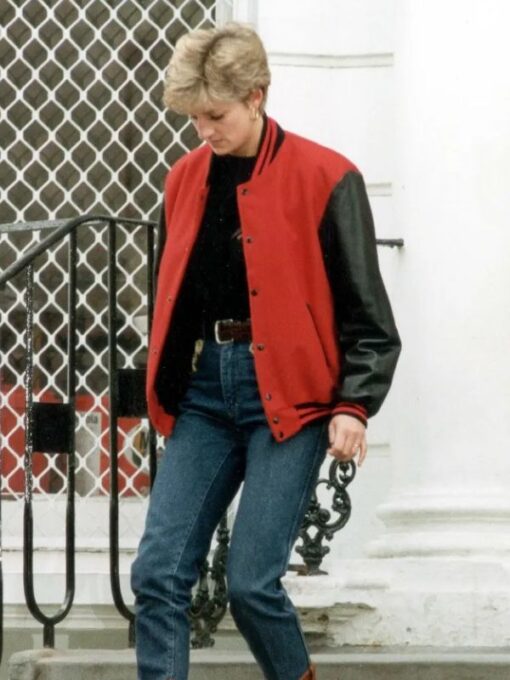 Princess Diana Red and Black Varsity Jacket