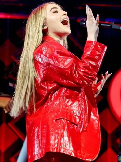 Sabrina Carpenter Red Leather Blazer