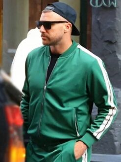 Travis Kelce Green Track Bomber Jacket