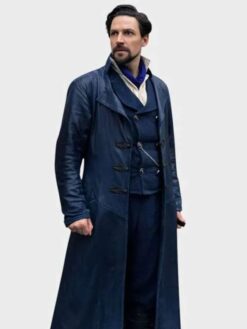 Vikram Chamberlain Blue Leather Trench Coat