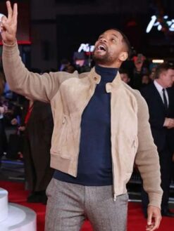 Will Smith Beige Suede Leather Jacket