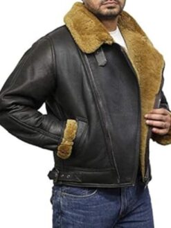 B3 Aviator Flight Shearling Dark Brown Leather Jacket