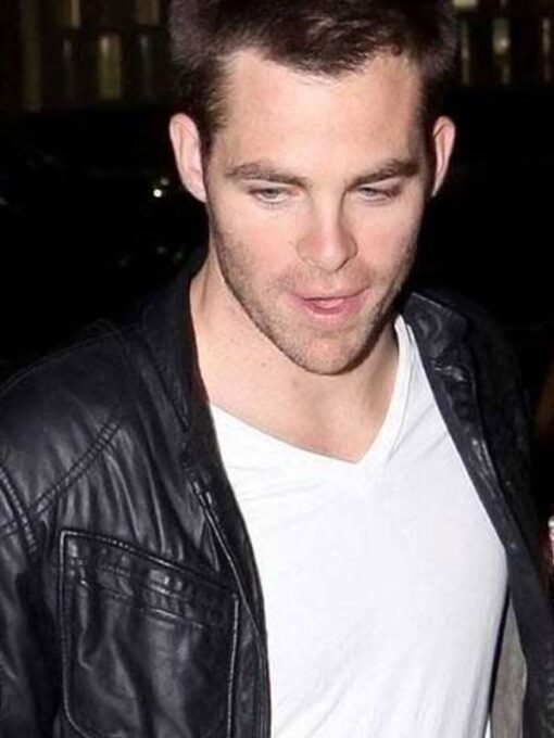 Chris Pine Black Leather Jacket