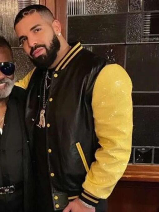 Drake Black and Yellow Varsity Bomber Jacket