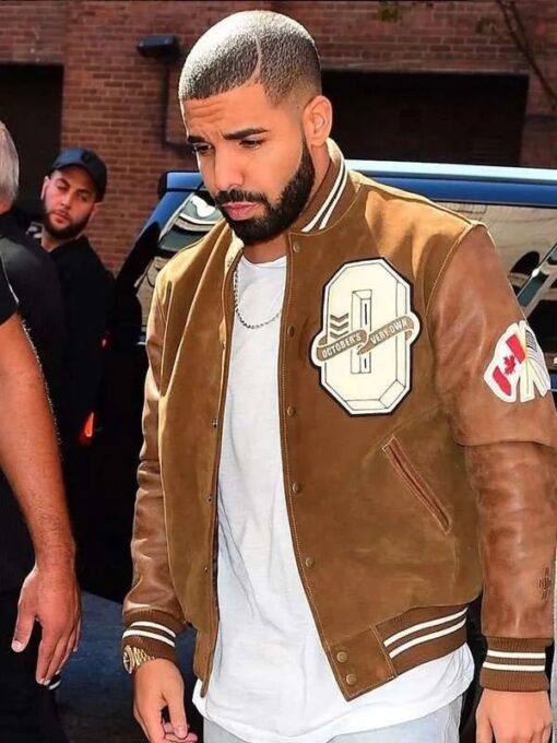 Drake Brown Suede Leather Varsity Jacket