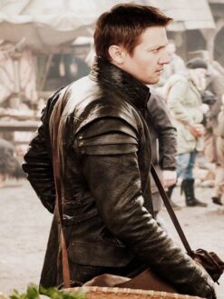 Jeremy Renner Black Leather Coat