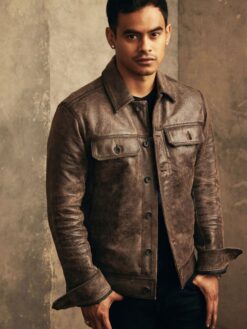 Joe Trevino Trucker Brown Leather Jacket