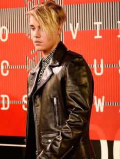 Justin Bieber Black Leather Biker Jacket