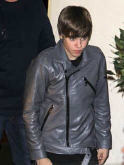 Justin Bieber Gray Leather Jacket