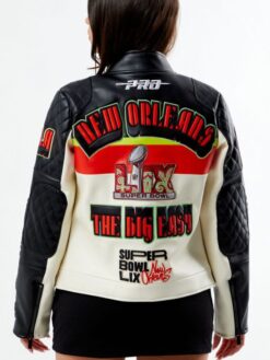 NFL New Orleans Motorcycle Multicolor Leather Jacket