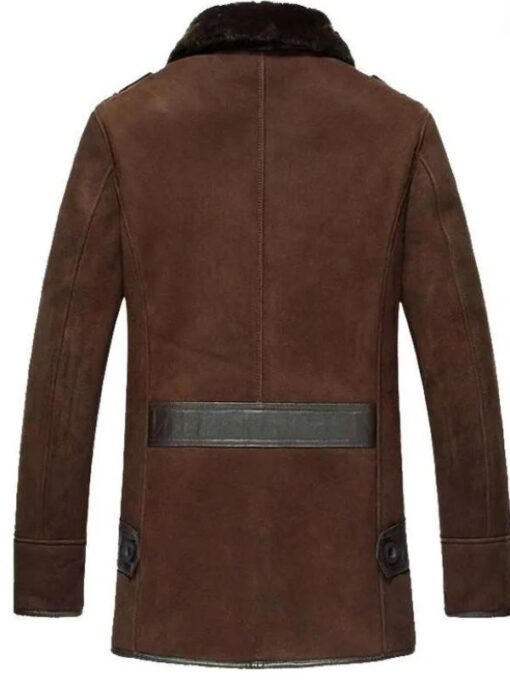 Reacher Style Sheepskin Shearling Brown Leather Coat